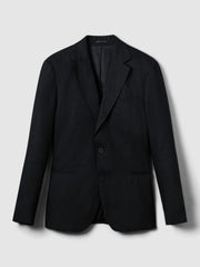 Slim-Fit Single Breasted Linen Blazer Navy | Mens