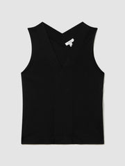 V-Neck Shell Top Black | Womens