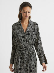 Swirl Print Midi Dress Black/Cream | Womens