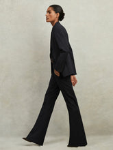 Wool-Blend Tailored Flared Suit Trousers Navy | Womens