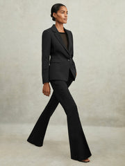 Wool-Blend Tailored Flared Suit Trousers Black | Womens