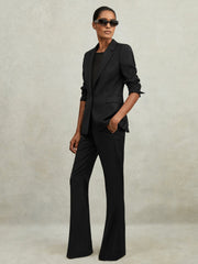 Wool-Blend Tailored Flared Suit Trousers Black | Womens