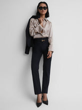 Wool Blend Tapered Suit Trousers Navy | Womens