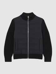 Junior Hybrid Zip Through Quilted Jacket Navy | Children