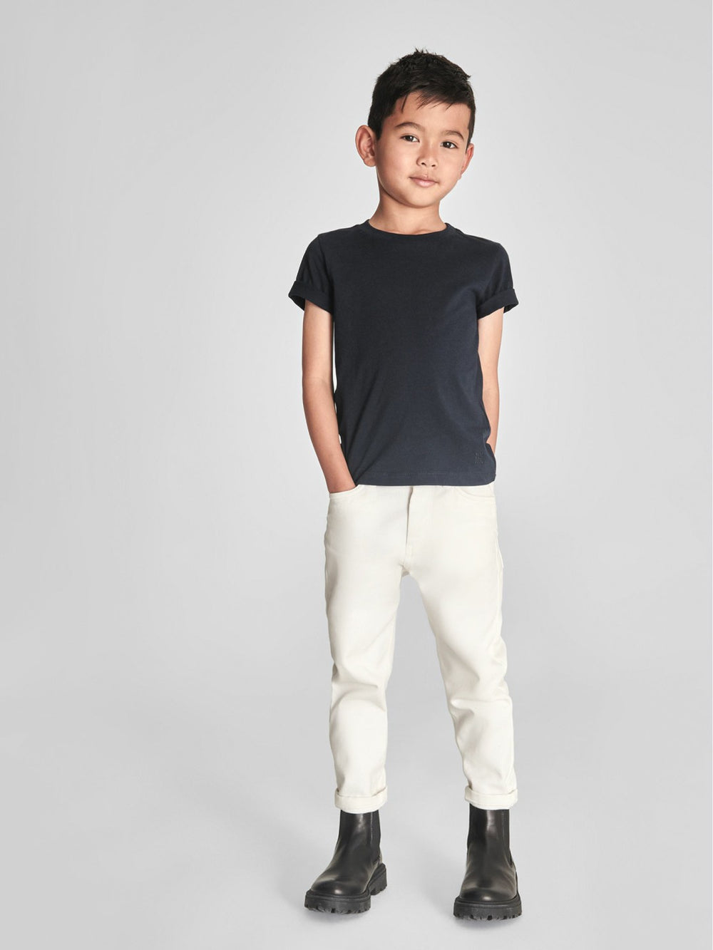 4-9 yrs Crew Neck T-Shirt Navy | Children