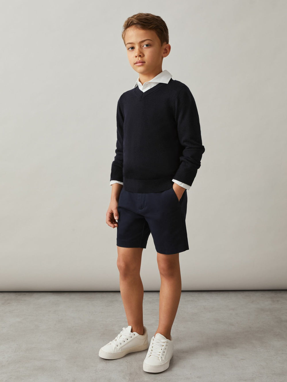 3-9 yrs Cotton Chino Shorts with Stretch Navy | Children