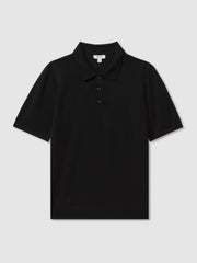 Merino Wool Polo Shirt Black | Mens