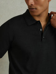 Merino Wool Polo Shirt Black | Mens