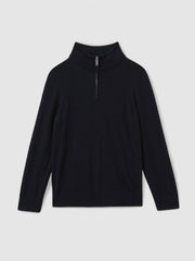 9-13 yrs Merino Wool Half-Zip Funnel Neck Jumper Navy | Children