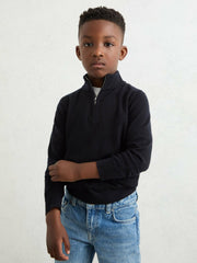 9-13 yrs Merino Wool Half-Zip Funnel Neck Jumper Navy | Children