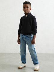 3-9 yrs Merino Wool Half-Zip Funnel Neck Jumper Navy | Children