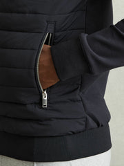 Hybrid Quilt and Knit Zip-Through Jacket Navy | Mens