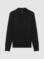 Merino Wool Polo Shirt Black | Mens