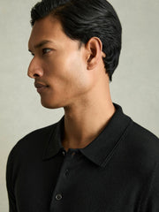 Merino Wool Polo Shirt Black | Mens