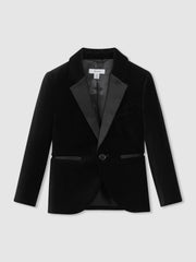 13-14 yrs Single Breasted Velvet Blazer Black | Children