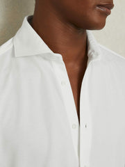 Modal Blend Cutaway Collar Shirt White | Mens