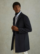 Wool Blend Single Breasted Epsom Overcoat Navy | Mens