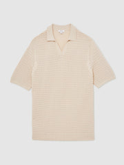 Pointelle Open-Collar Polo Shirt Stone | Mens