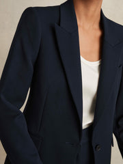 Tailored Single Breasted Suit Blazer Navy | Womens