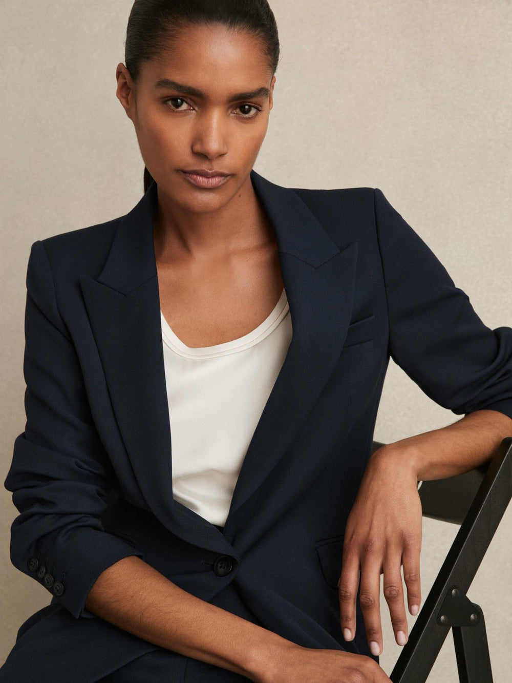 Petite Tailored Single Breasted Suit Blazer Navy | Womens