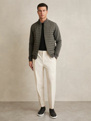 Hybrid Quilt and Knit Zip-Through Jacket Sage | Mens