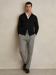 Merino Wool Button-Through Cardigan Black | Mens