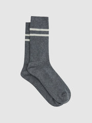 Wool Blend Striped Crew Socks Grey Melange | Mens