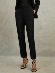 Wool Blend Tapered Suit Trousers Black | Womens