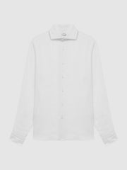 Linen Button-Through Shirt White | Mens