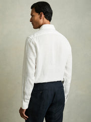 Linen Button-Through Shirt White | Mens