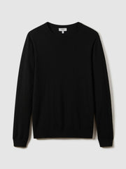 Merino Wool Crew Neck Jumper Black | Mens