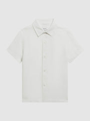 3-9 yrs Short Sleeve Linen Shirt White | Children