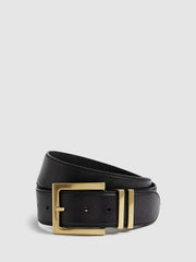 Leather Square Buckle Belt Black | Womens