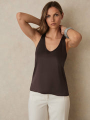 Silk Scoop-Neck Vest Mauve | Womens