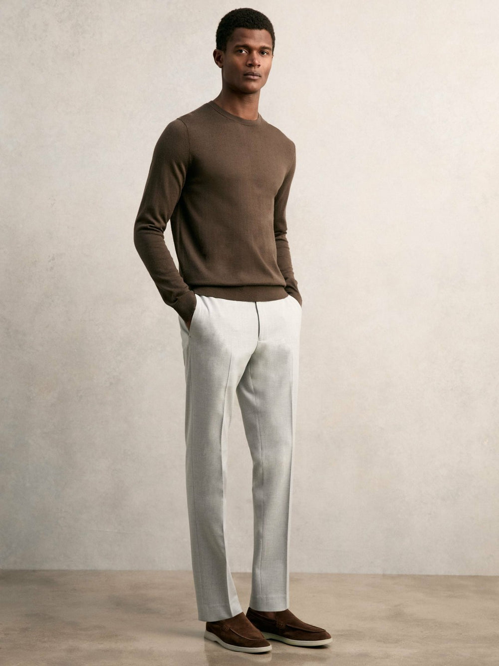 Slim-Fit Internal-Drawstring Trousers Grey | Mens