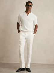 Micro-Cable Open-Collar Cotton-Blend Shirt White | Mens