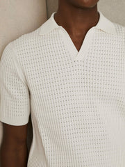 Micro-Cable Open-Collar Cotton-Blend Shirt White | Mens