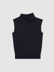 Wool Slouched Sleeveless Top Navy | Womens