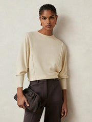 Wool-Blend Reverse-Seam Batwing Jumper With Cashmere Cream | Womens