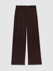 Wool-Blend Wide-Leg Suit Trousers Aubergine | Womens