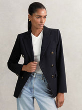 Wool-Blend Double-Breasted Blazer Navy | Womens