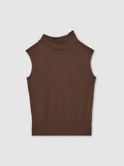 Wool Slouched Sleeveless Top Chocolate | Womens