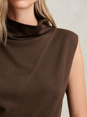Wool Slouched Sleeveless Top Chocolate | Womens