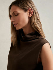 Wool Slouched Sleeveless Top Chocolate | Womens