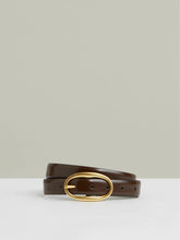 Patent Leather Oval Buckle Belt Chocolate | Womens