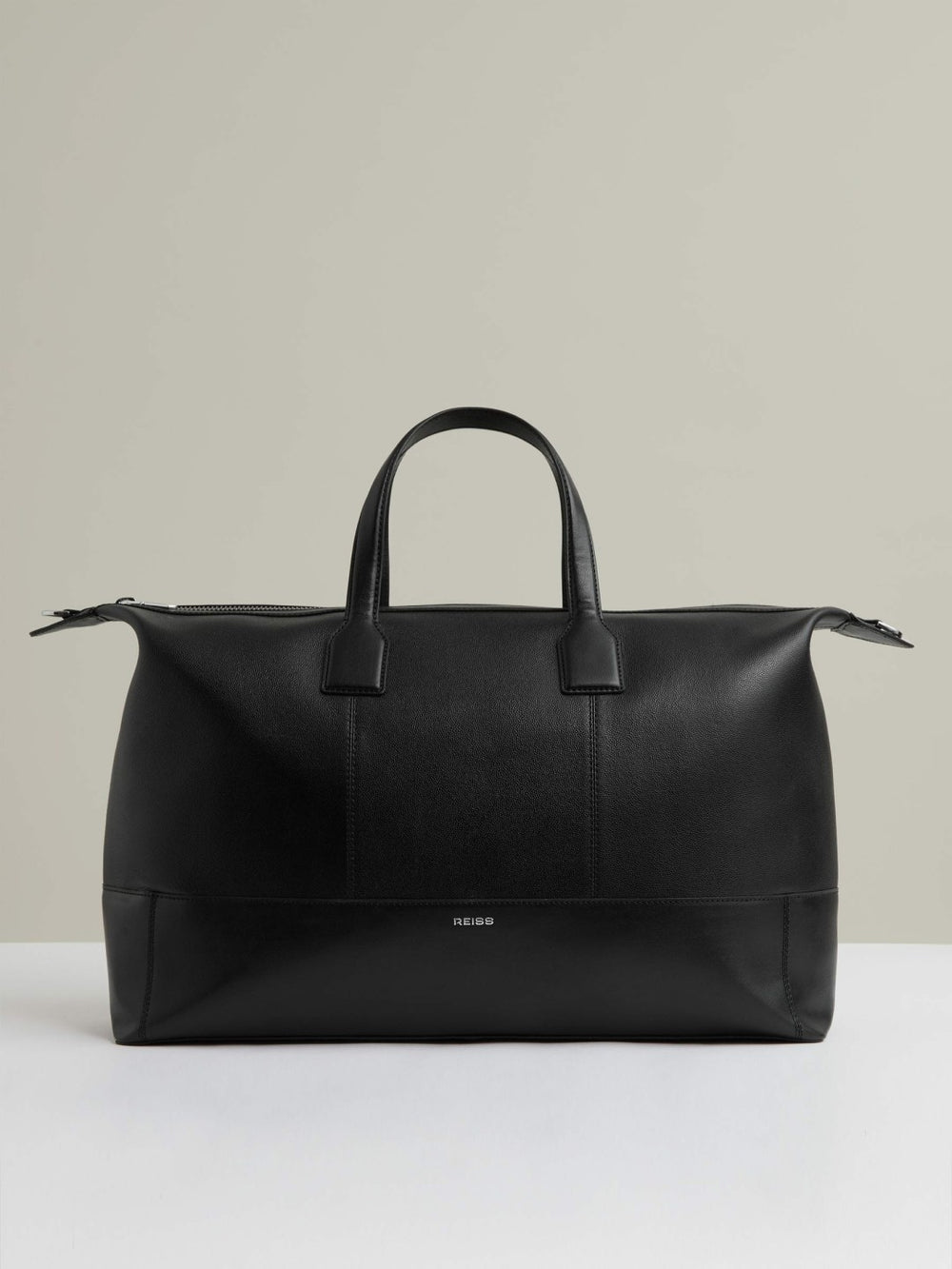 Micro-Grain Leather Holdall Black | Mens