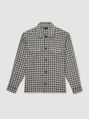 Woven Check Twin Pocket Overshirt Navy/White | Mens