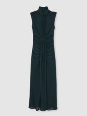 Sheer Ruched Maxi Dress Teal | Womens