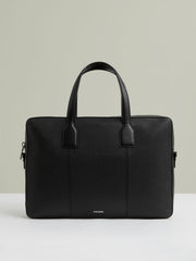Micro-Grain Leather Briefcase Black | Mens