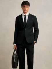 Micro-Grain Leather Briefcase Black | Mens